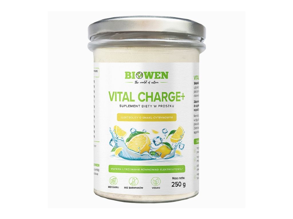 Elektrolity Vital charge+ o smaku cytrynowym 250g - Biowen
