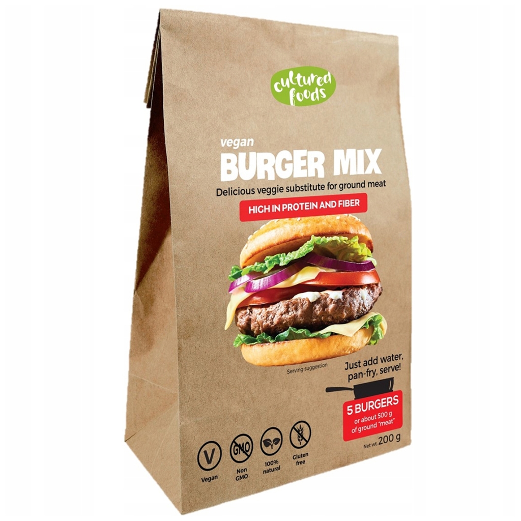CULTURED FOODS Mix roślinny zamiennik mięsa 200g Vegan Burger - Cultured Foods