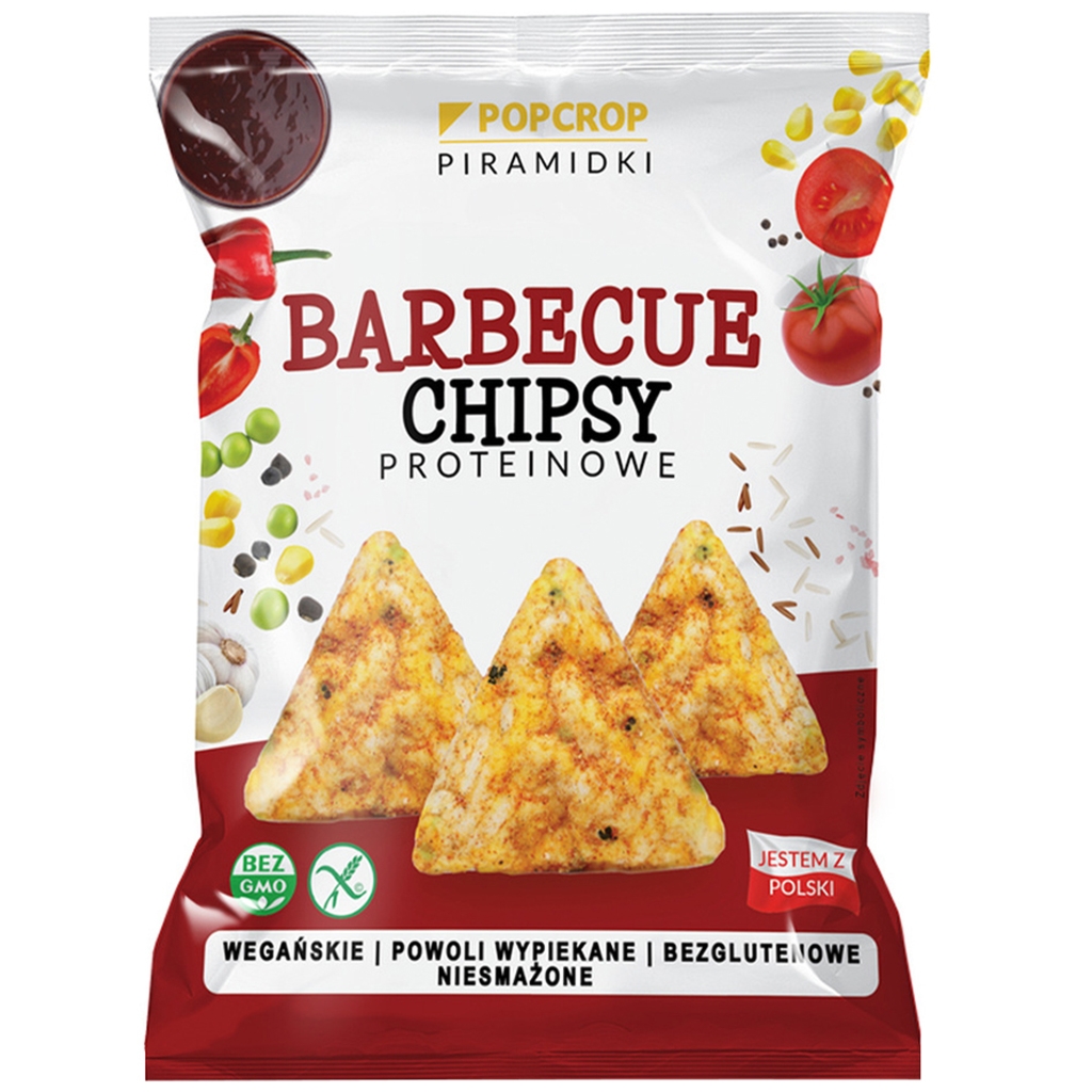 POPCROP CHRUPKI PIRAMIDKI PROTEINOWE O SMAKU BBQ BEZGLUTENOWE 60 g - Popcrop