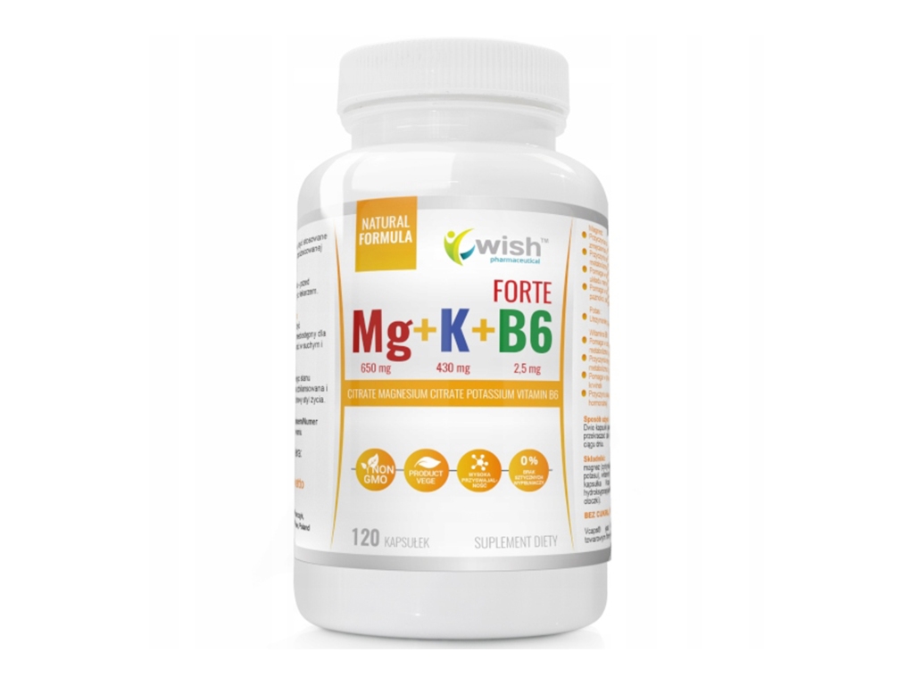 Magnez+Potas+VIT B6 - 120 kapsuek WISH - Wish