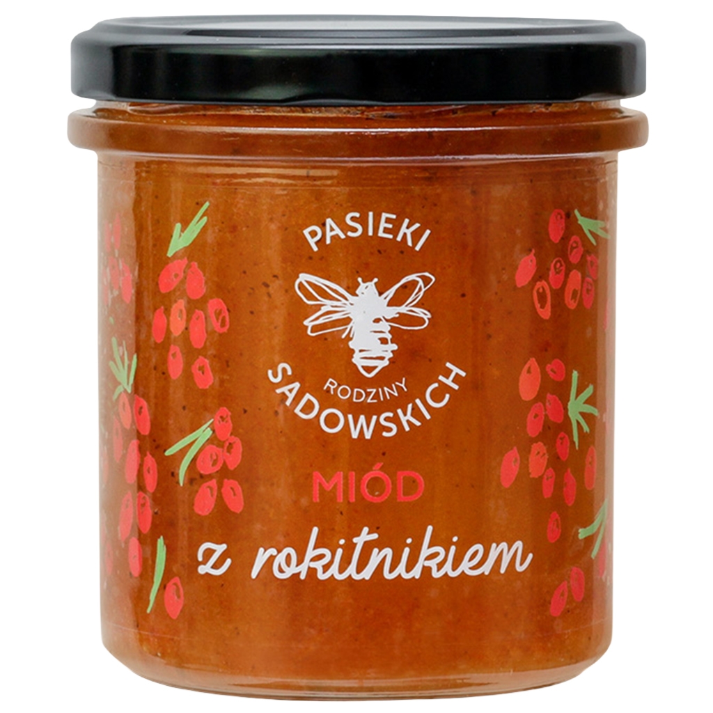 PASIEKI RODZINY SADOWSKICH Miód z rokitnikiem 430g - Pasieki Rodziny Sadowskich