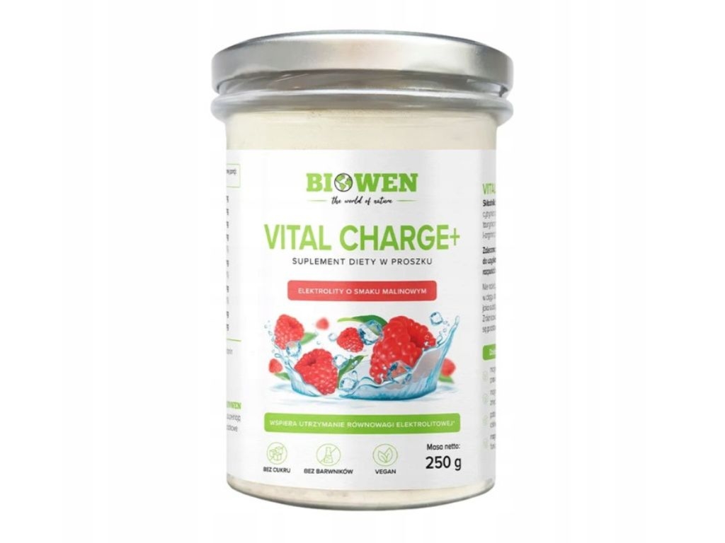 Elektrolity Vital charge+ o smaku malinowym 250g - Biowen