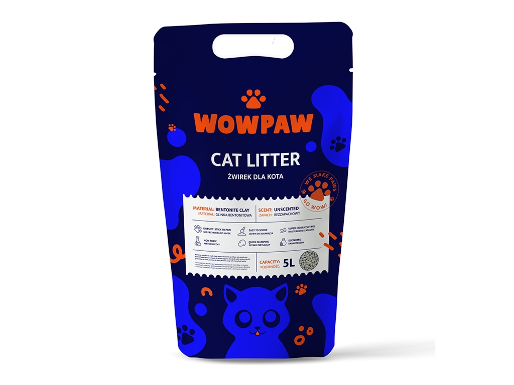 WowPaw WowPaw Żwirek bentonitowy bezzapachowy 5l