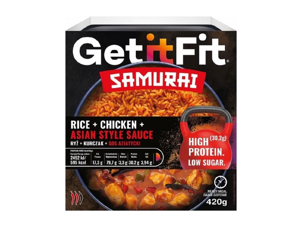 Danie gotowe ryż z kurczakiem w sosie azjatyckim Get it fit SAMURAI 420g - Joyfood