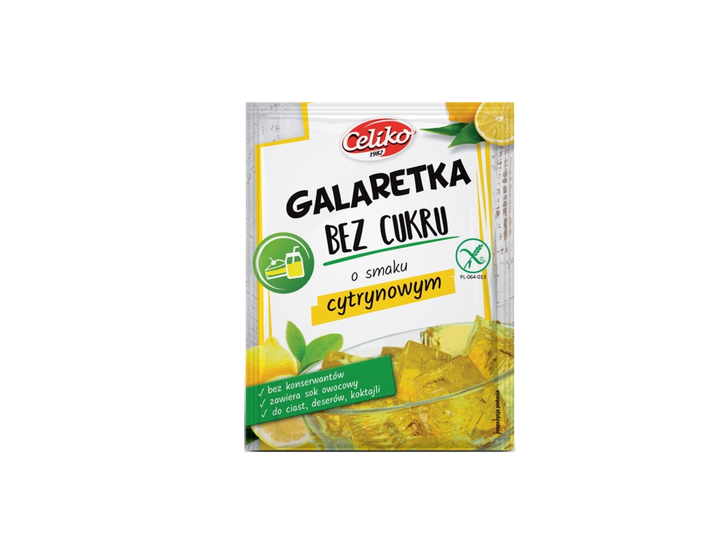 Galaretka bez cukru o smaku cytrynowym 14g - Celiko