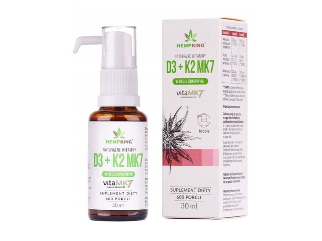 Witamina D3+K2Mk7 w BIO oleju konopnym 30ml - Hempking