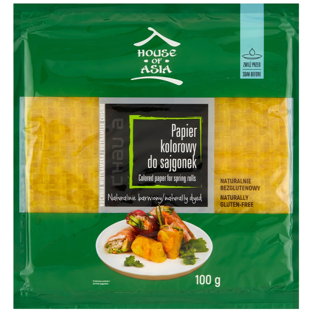 House of Asia Papier ryżowy kolorowy do sajgonek i spring rolls 100g