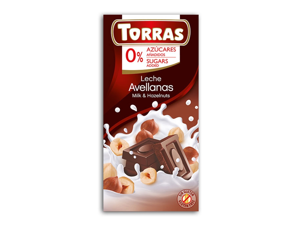 Czekolada mleczna z orzechami laskowymi Torras 75 g - Torras