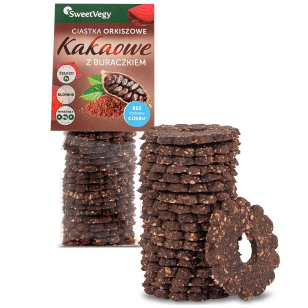 SweetVegy Ciastka orkiszowe Kakaowe z buraczkiem BC 100g - Sweetvegy