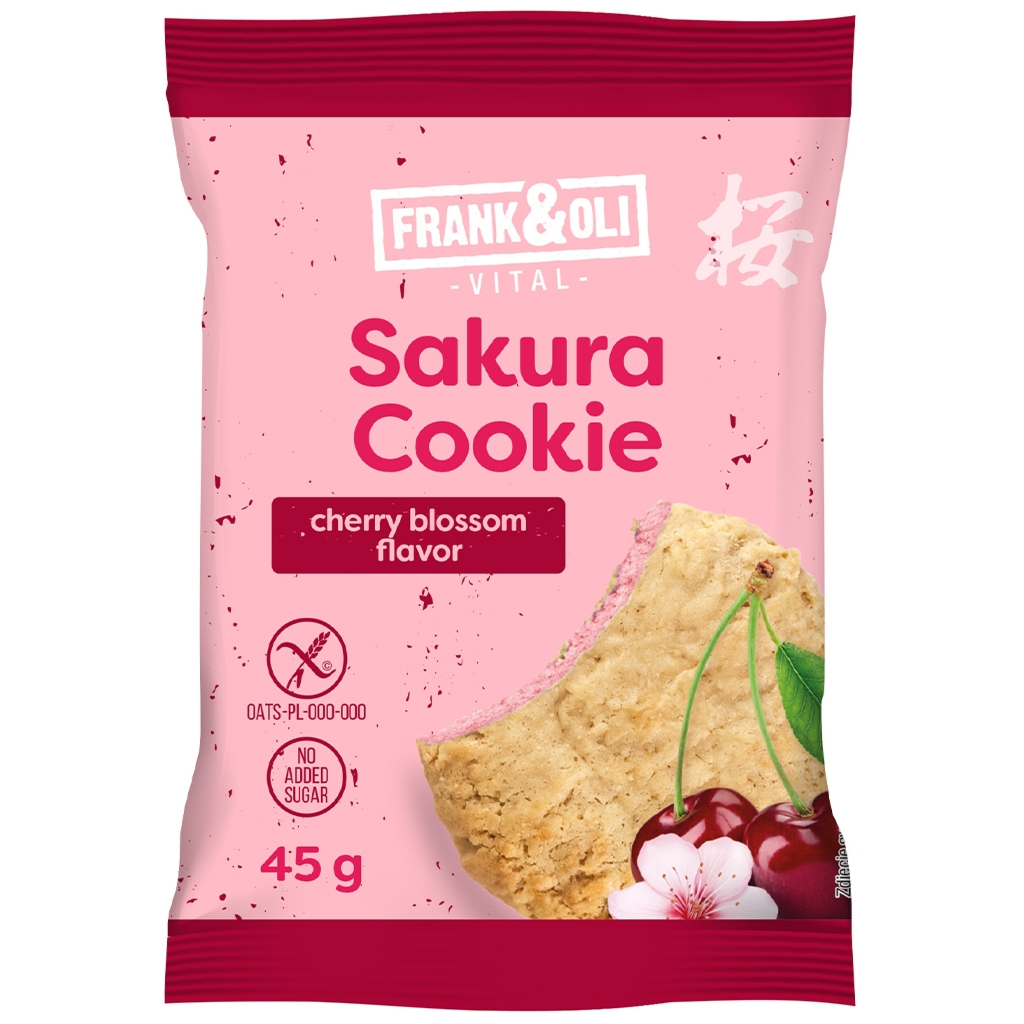 Frank&Oli Ciasteczko owsiane z nadzieniem o smaku kwiatu wiśni 45 g - Frank&oli