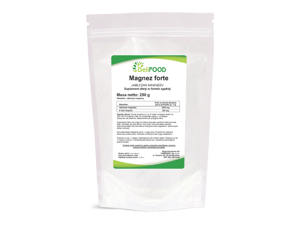 Jabłczan magnezu 250g - MAGNEZ FORTE - Delifood
