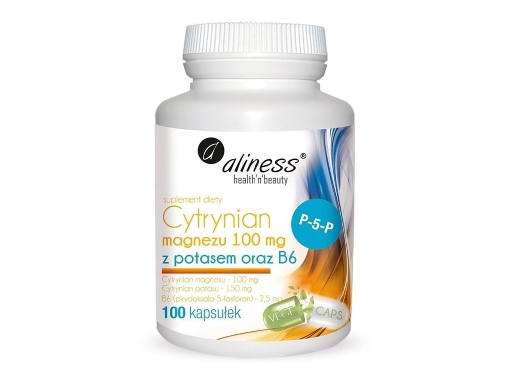 Cytrynian magnezu + potas + B6 100 kapsułek Aliness - Aliness