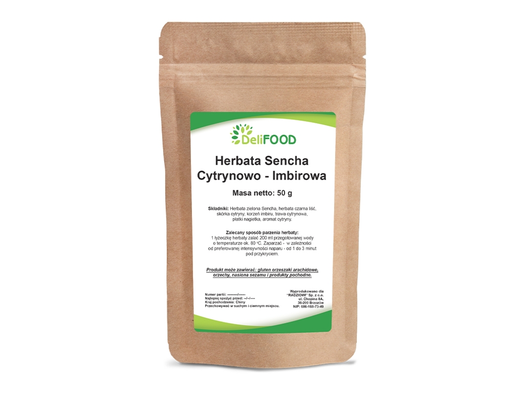 Herbata zielona Sencha cytrynowo-imbirowa 50g - Delifood