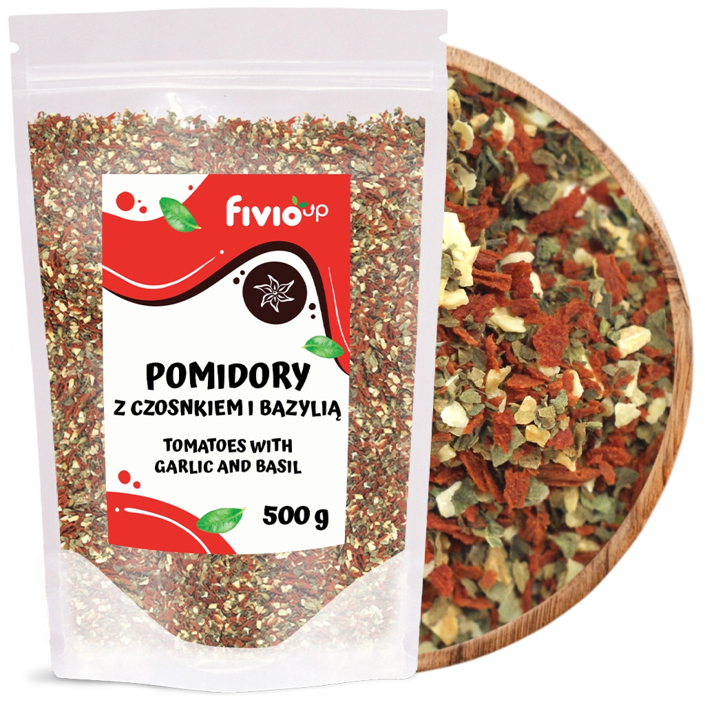Pomidory z czosnkiem i bazylią 500g - Fivio