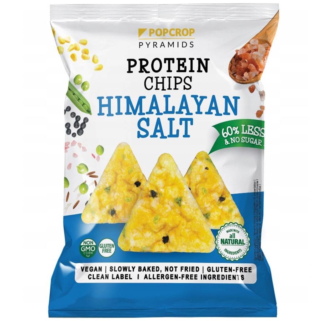 POPCROP CHRUPKI PIRAMIDKI PROTEINOWE Z SOLĄ HIMALAJSKĄ BEZGL. 60g - Popcrop