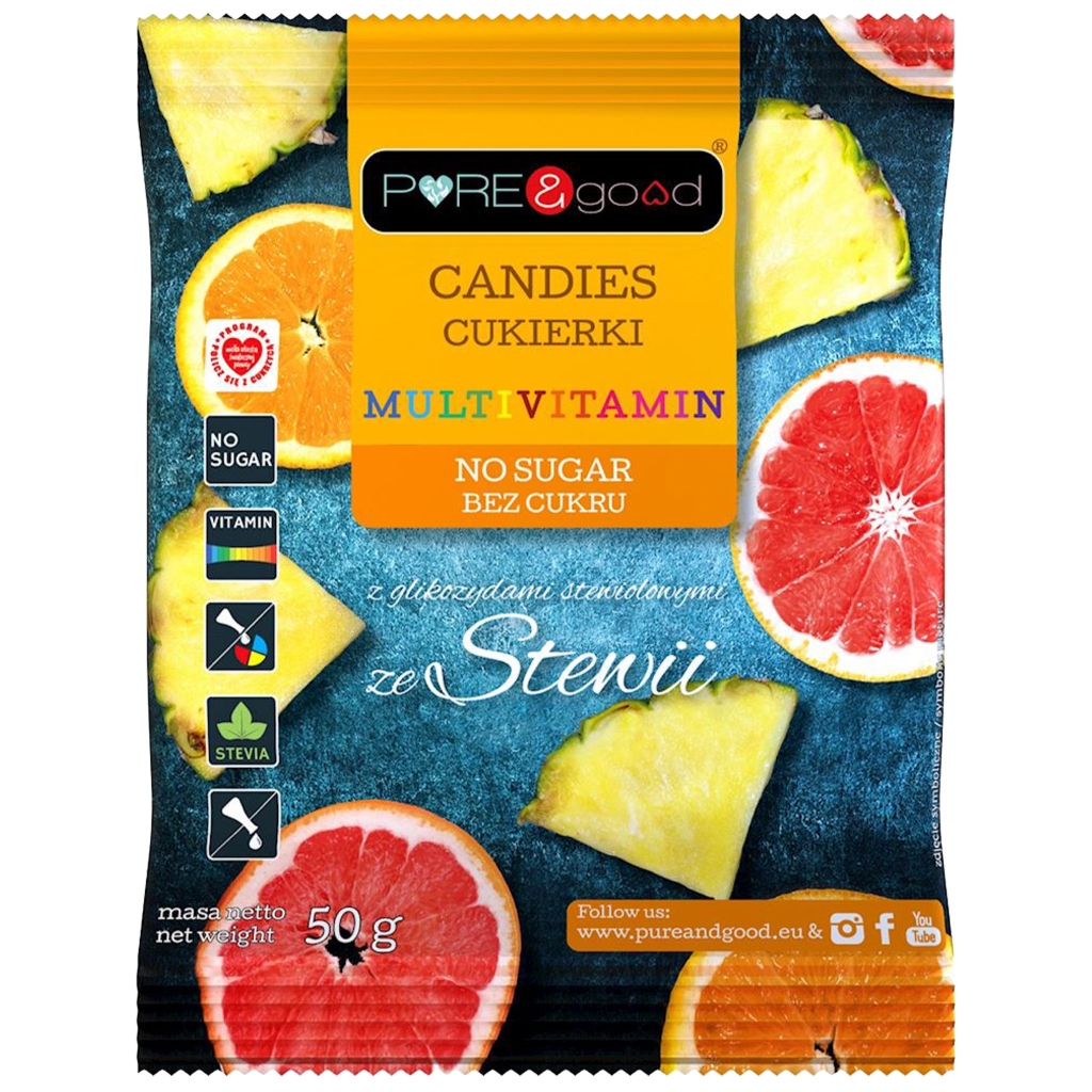 PURE&good Cukierki multiwitamina ze stewią 50 g
