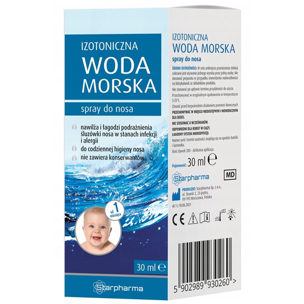 STARPHARMA Izotoniczna woda morska Spray do nosa, 30 ml - Starpharma