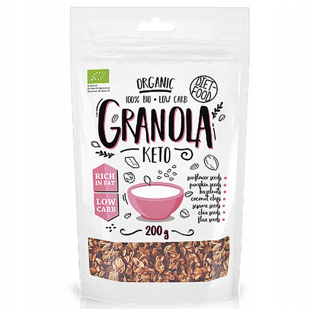 Granola Keto BIO bez dodatku cukru 200 G - Diet Food