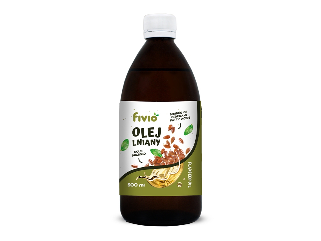 Olej lniany zimnotłoczony 500 ml - Fivio