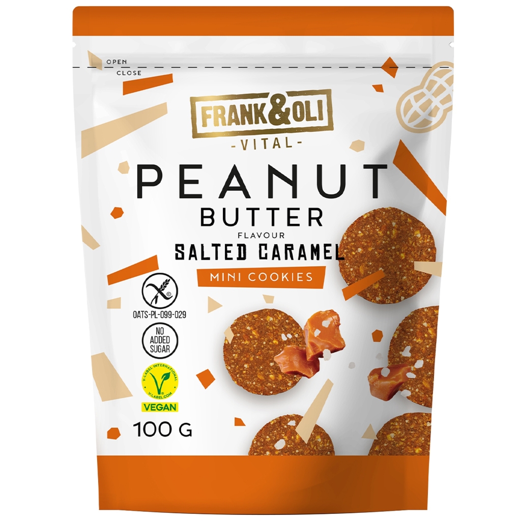 Frank&Oli Mini ciasteczka peanut butter słony karmel bezgl. bdc 100g - Frank&oli