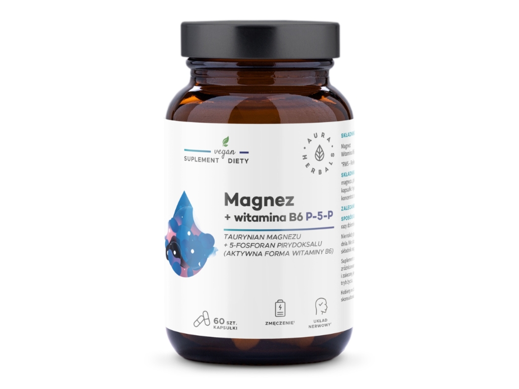 Magnez + Witamina B6 (P-5-P) - 60 kapsułek - Aura Herbals