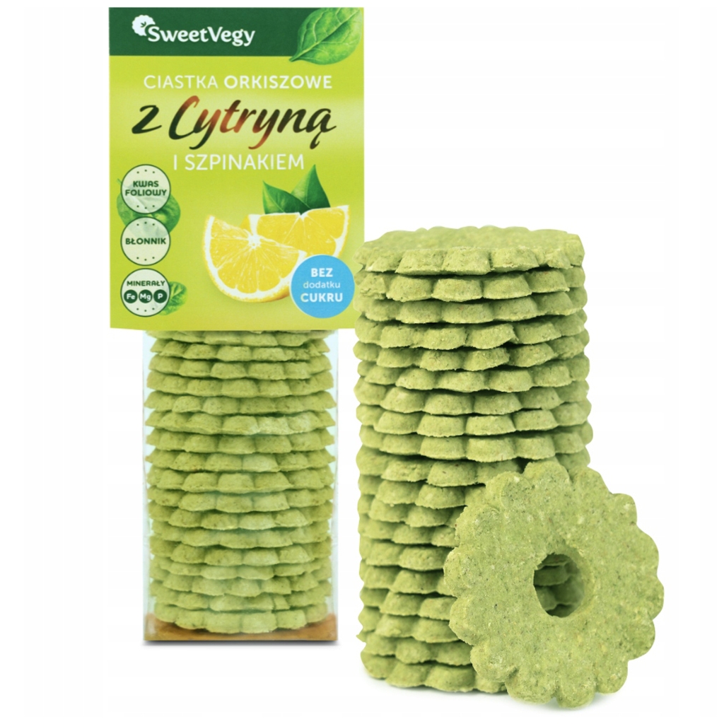 SweetVegy Ciastka orkiszowe z Cytryną i szpinakiem BC 100g - Sweetvegy