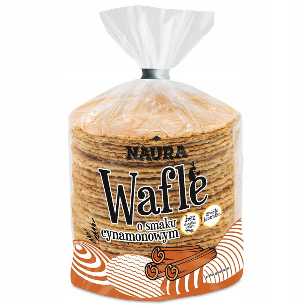 Wafle o smaku cynamonowym bez dodatku cukru 100g - Naura