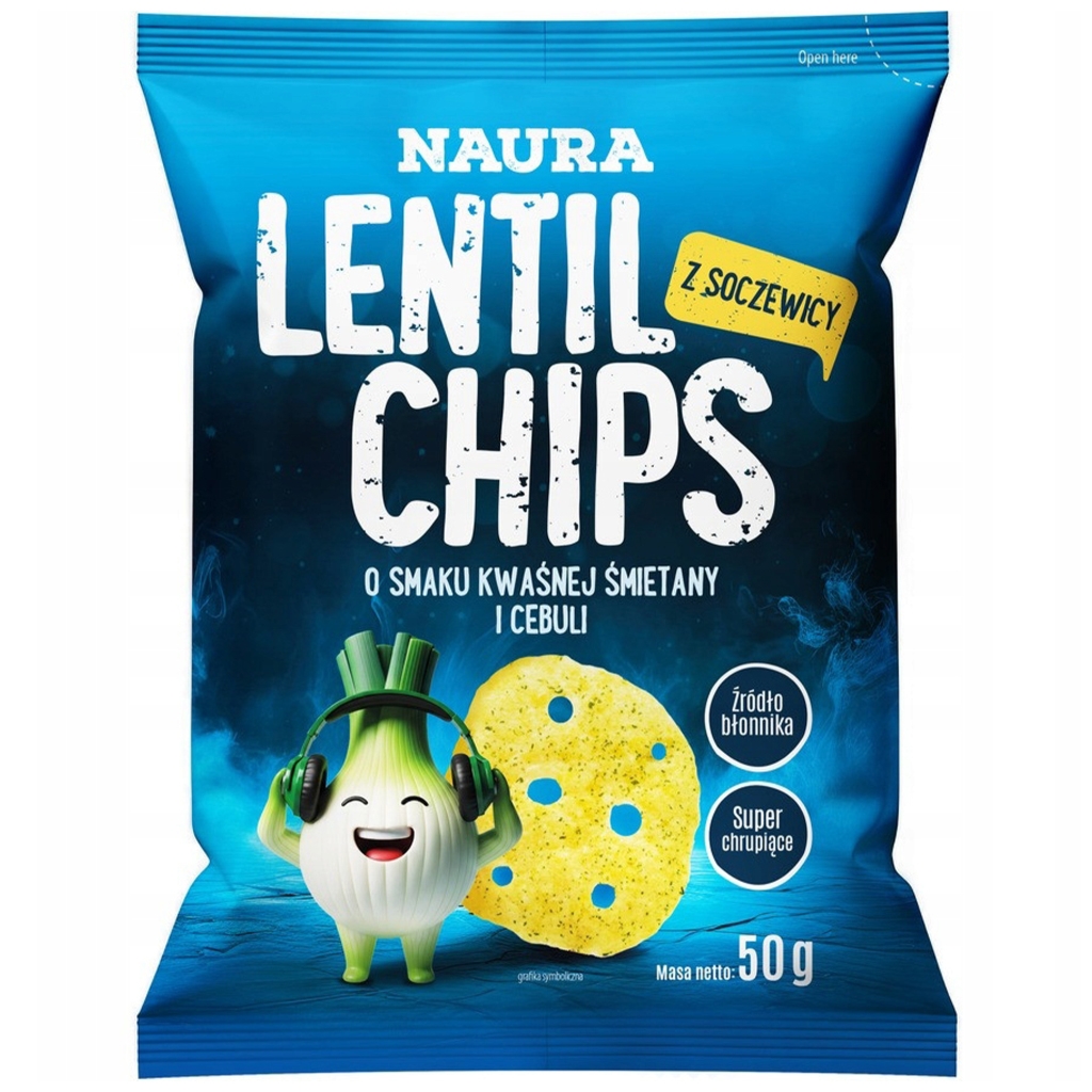 Naura Chipsy z czerwonej soczewicy o smaku śmietany i cebuli 50g - Naura