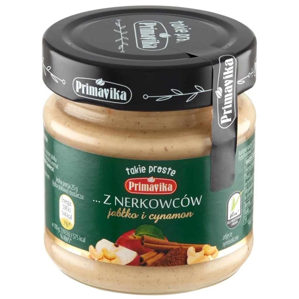 Pasta z nerkowców jabłko i cynamon 185g - Primavika