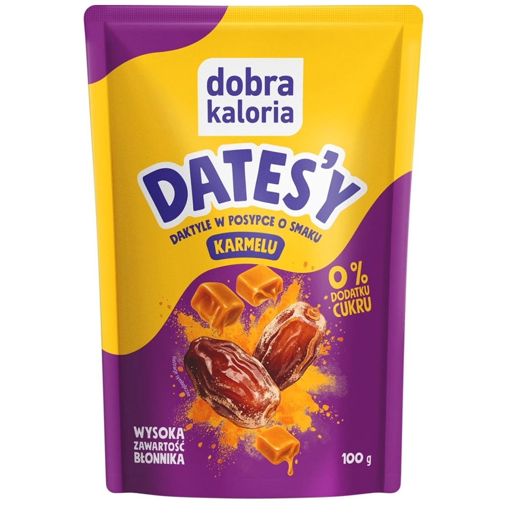 Dobra Kaloria Daktyle w posypce karmelowej bez cukru 100g - Dobra Kaloria