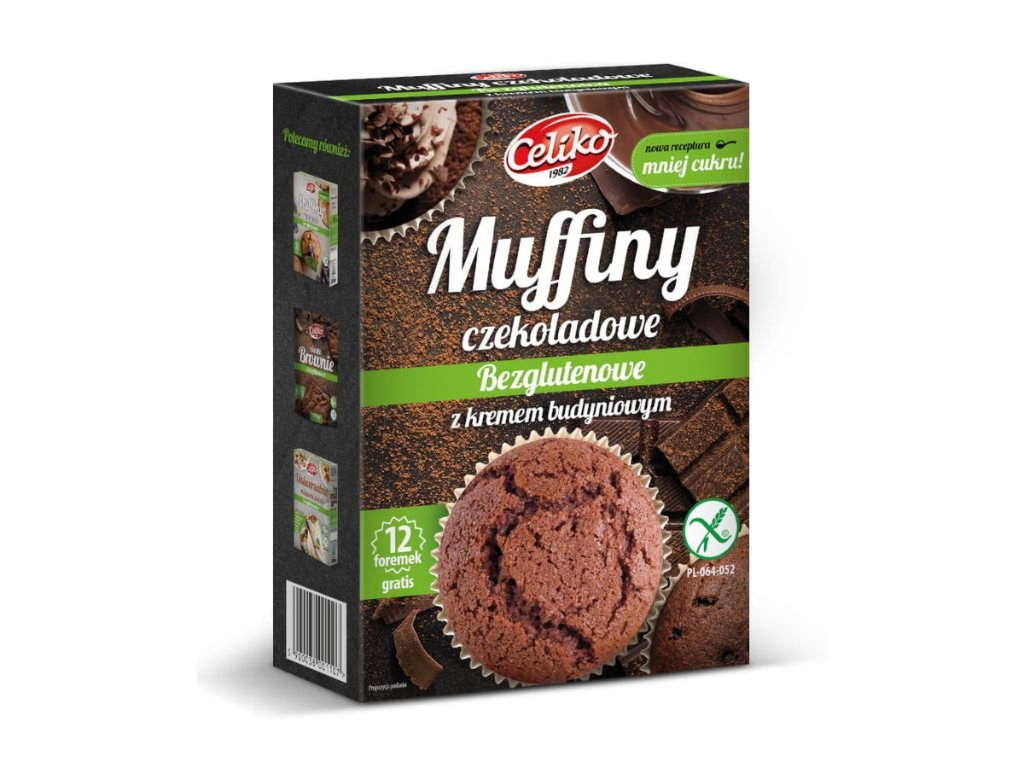 Muffiny czekoladowe z kremem budyniowym bezglutenowe 310g - Celiko
