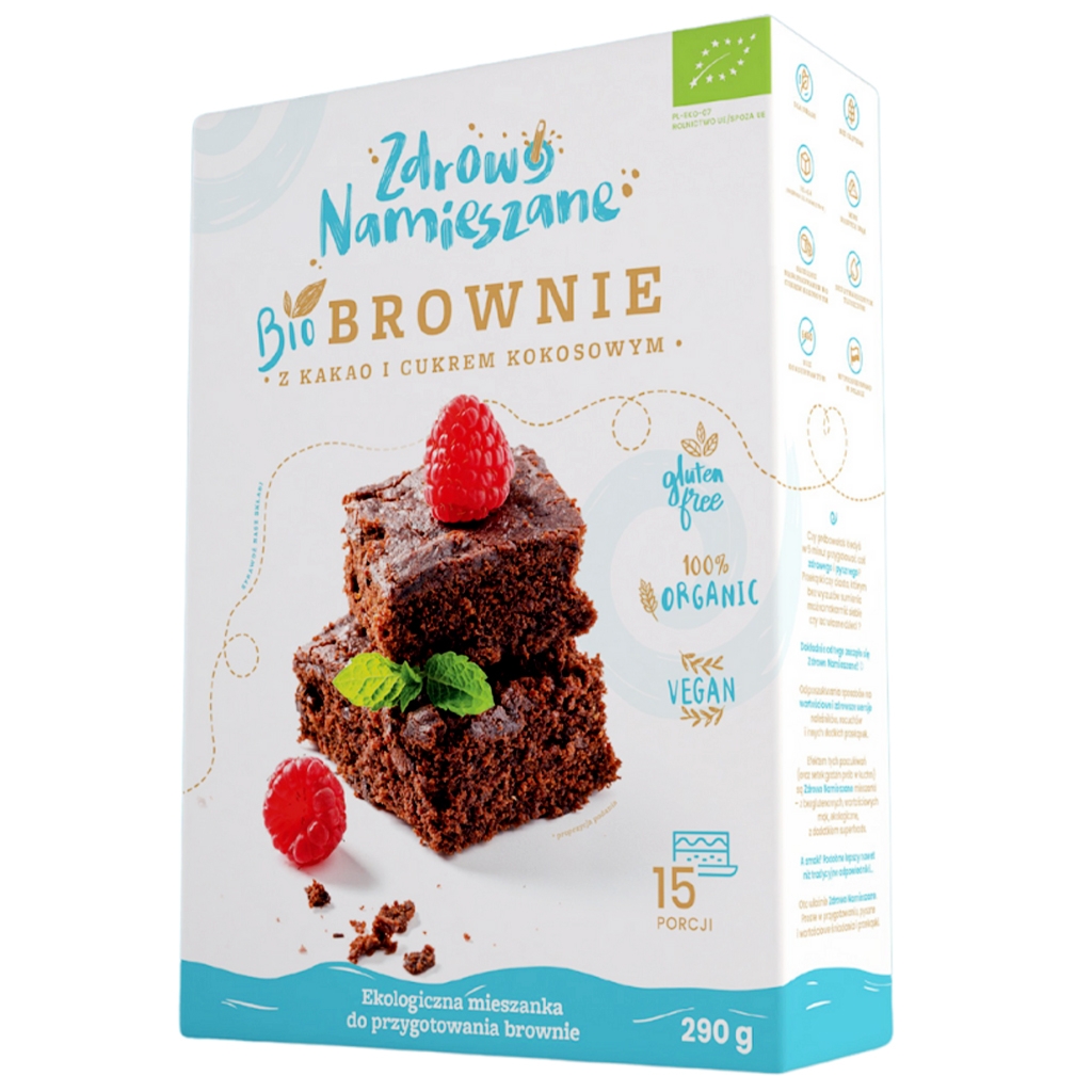 Zdrowo Namieszane Brownie z kakao i cukrem kokosowym BIO 15 porcji bezgl. 290g