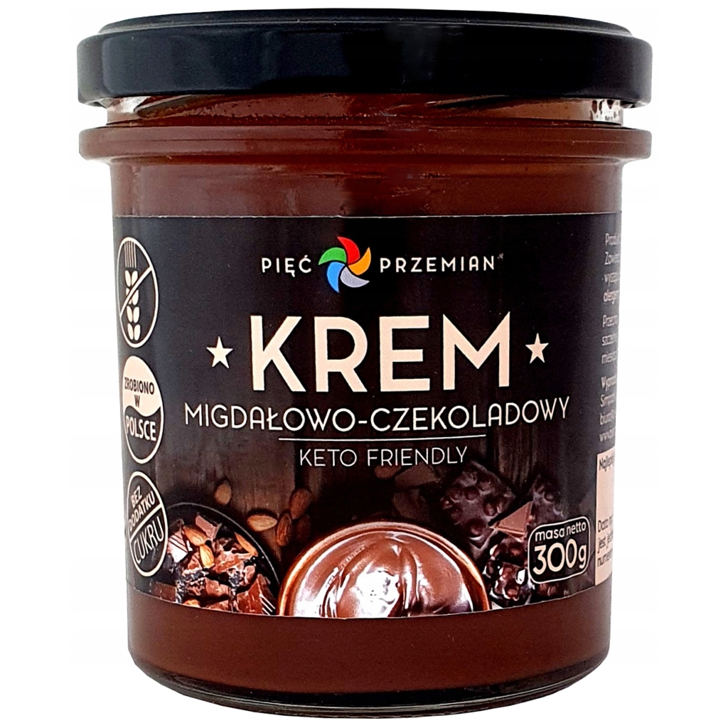 PIĘĆ PRZEMIAN Krem migdałowo-czekoladowy KETO 300 g - Pięć Przemian