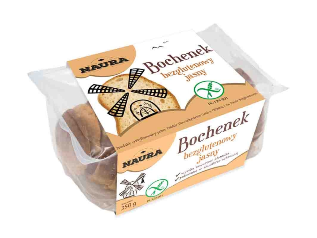 Bochenek bezglutenowy jasny krojony 350g - Naura