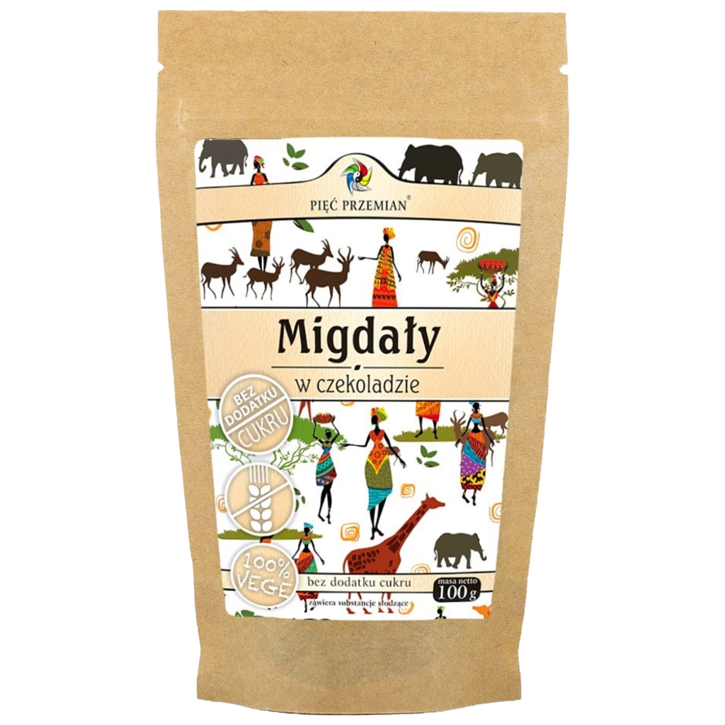 Migdały w czekoladzie bez cukru 100 g - Pięć Przemian