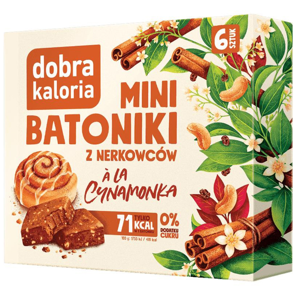 Dobra Kaloria Mini batoniki z nerkowców à la cynamonka bez cukru 102g - Dobra Kaloria