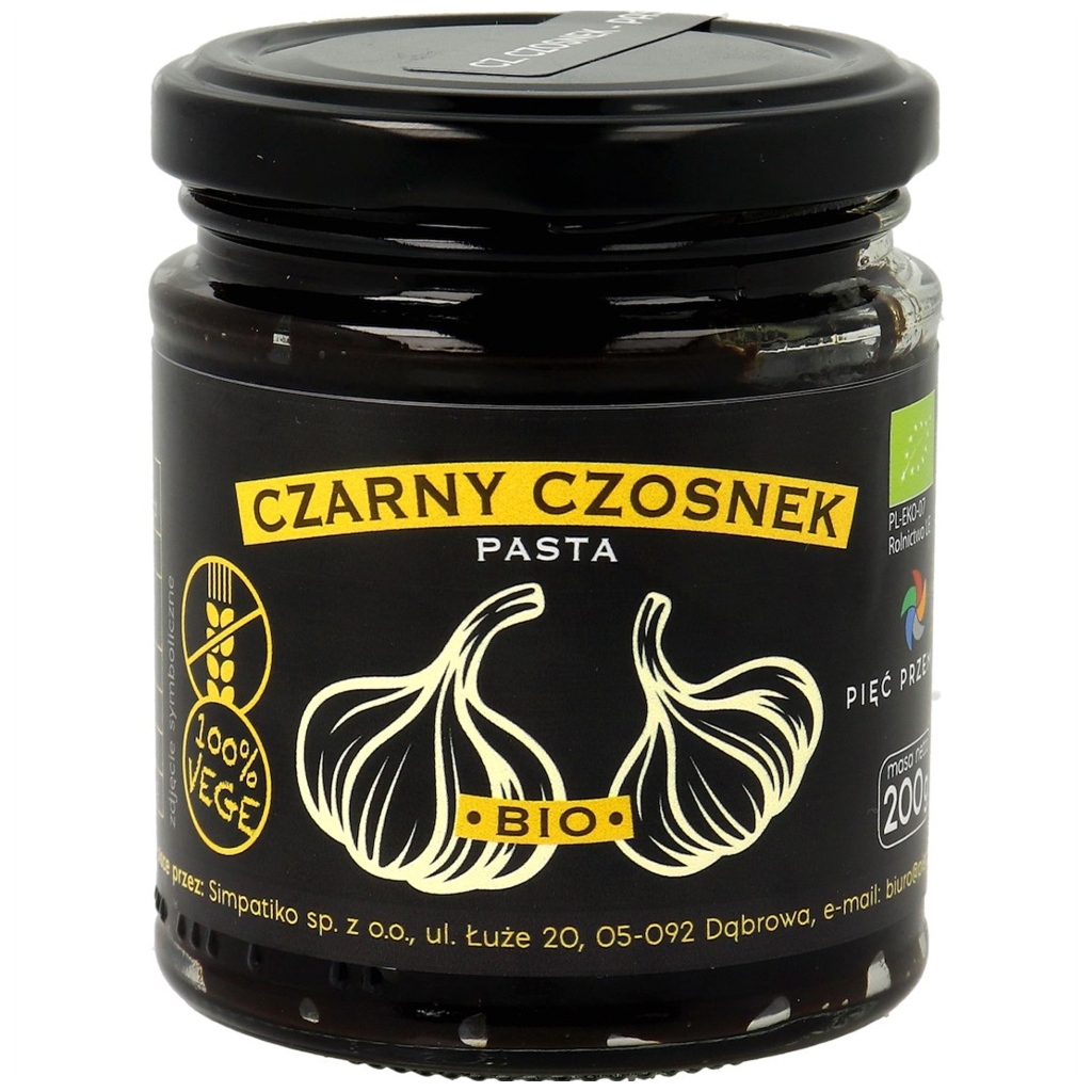 PIĘĆ PRZEMIAN Czarny czosnek BIO pasta 200g - Pięć Przemian