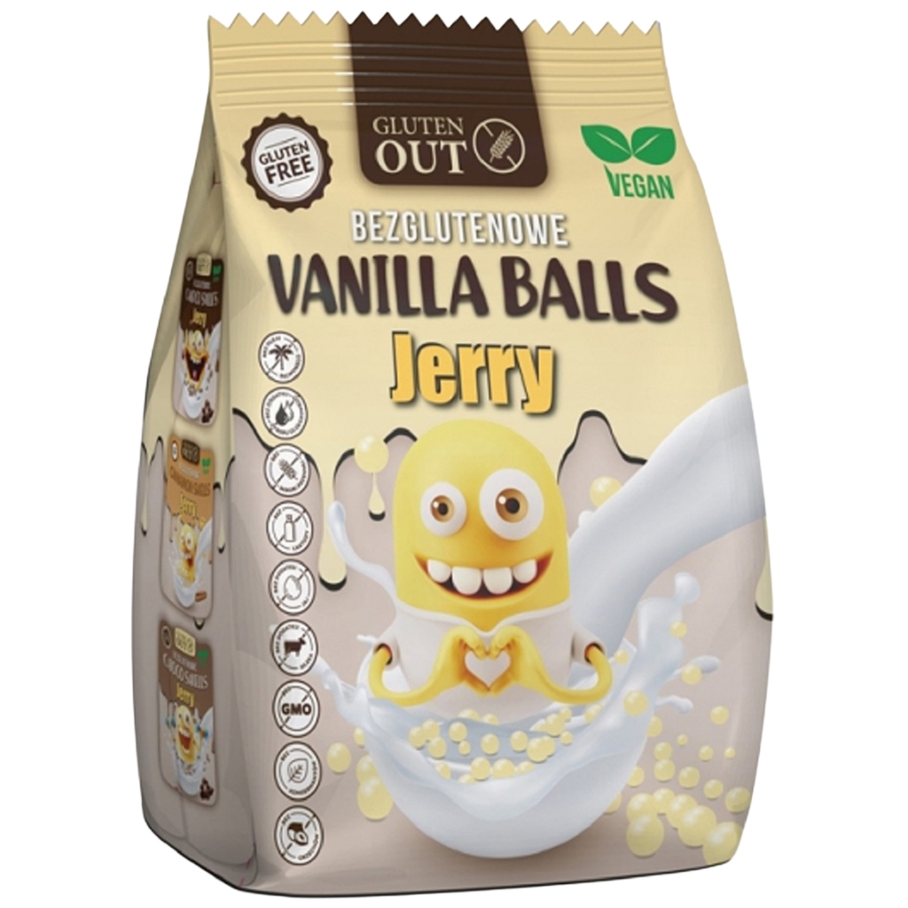 Kulki kukurydziane o smaku waniliowym bezglutenowe 375g - Jerry