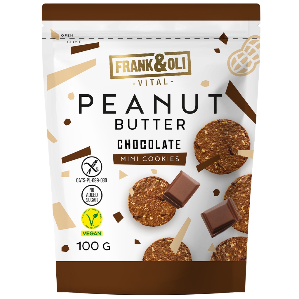 Frank&Oli Miękkie ciasteczka masło orzechowe czekolada bez cukru 100g - Frank&oli