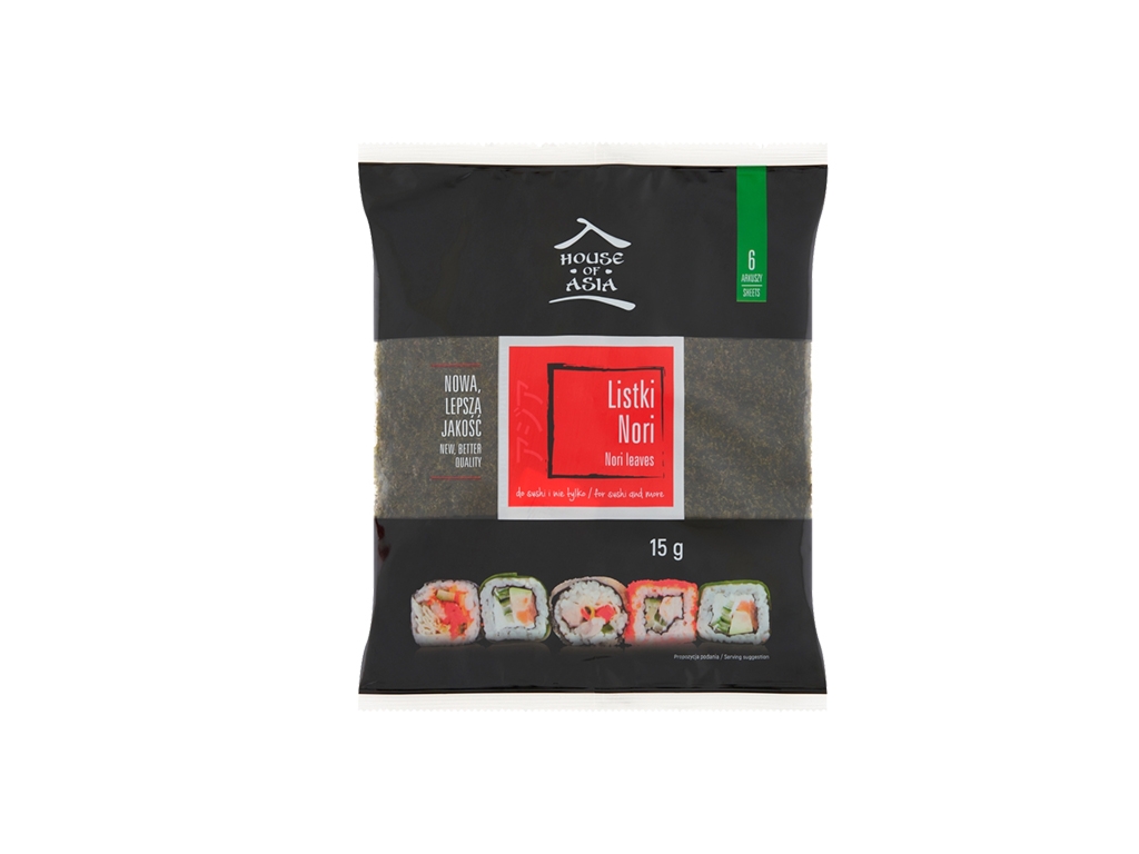 Liście Nori alg morskich 6szt 15g - House of Asia - House Of Asia