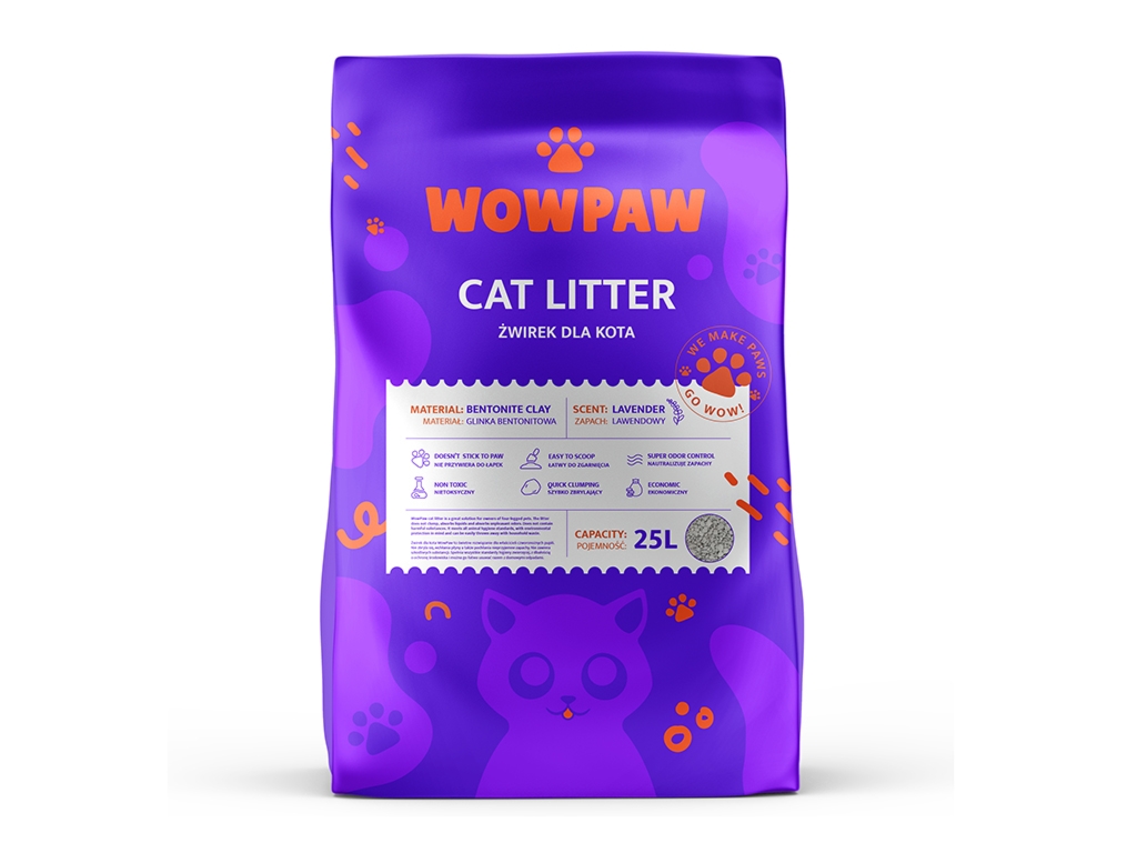 WowPaw WowPaw Żwirek bentonitowy lawendowy 25l