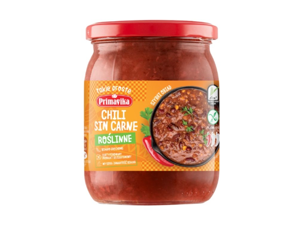 Chili sin carne roślinne  danie obiadowe 470g - Primavika
