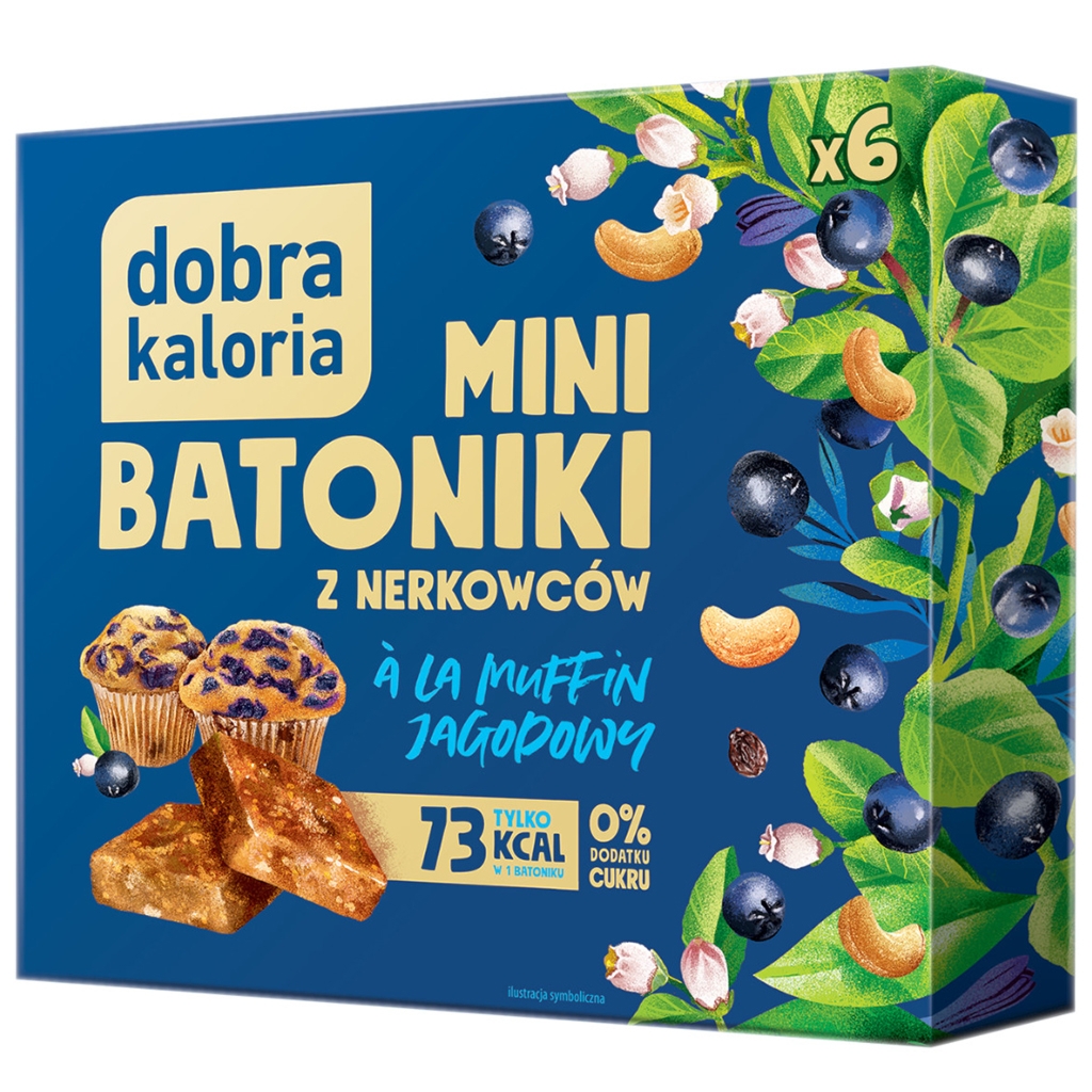 Mini batoniki z nerkowców à la muffin jagodowy 102g - Dobra Kaloria