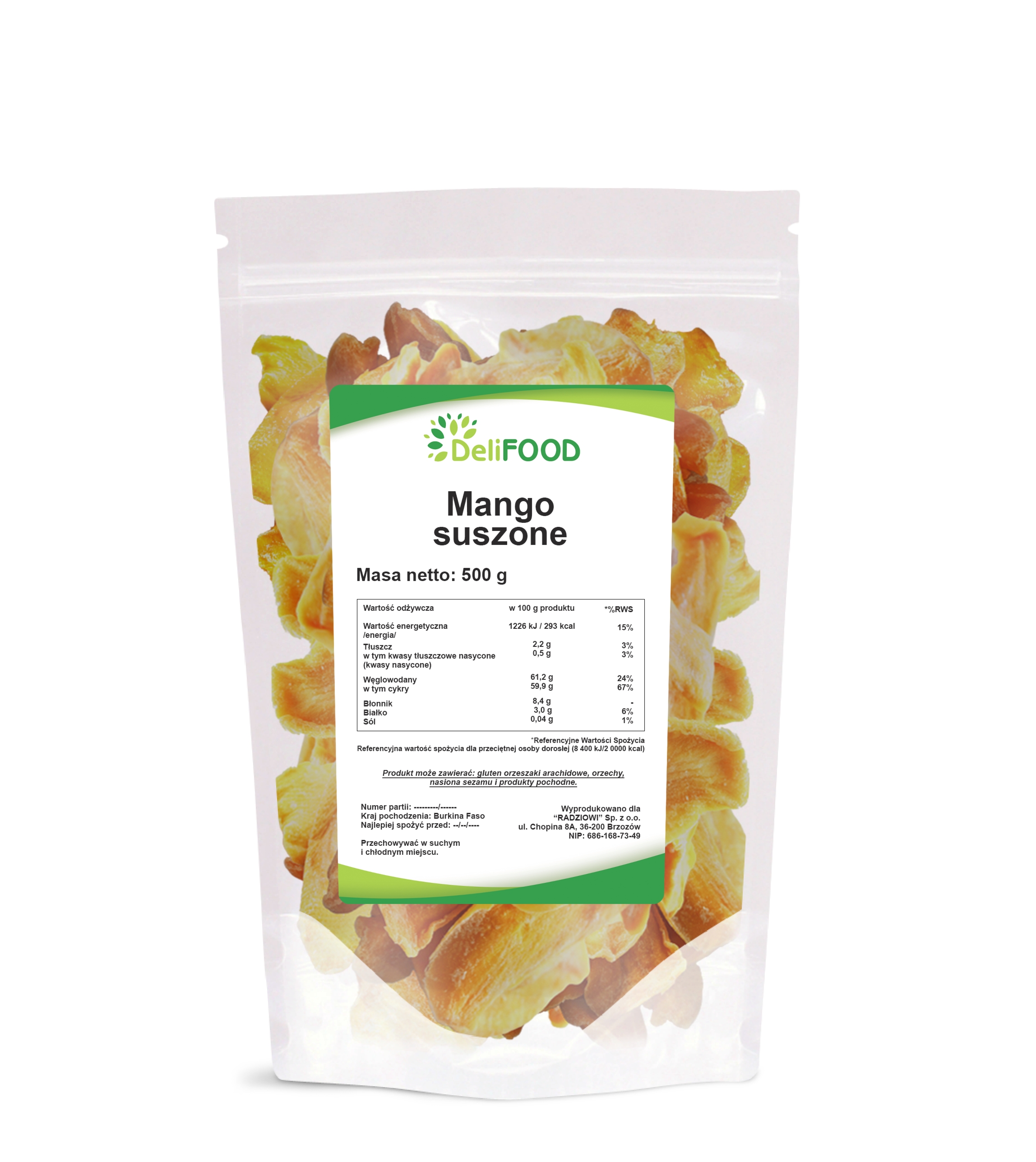 Mango suszone 500g - Delifood