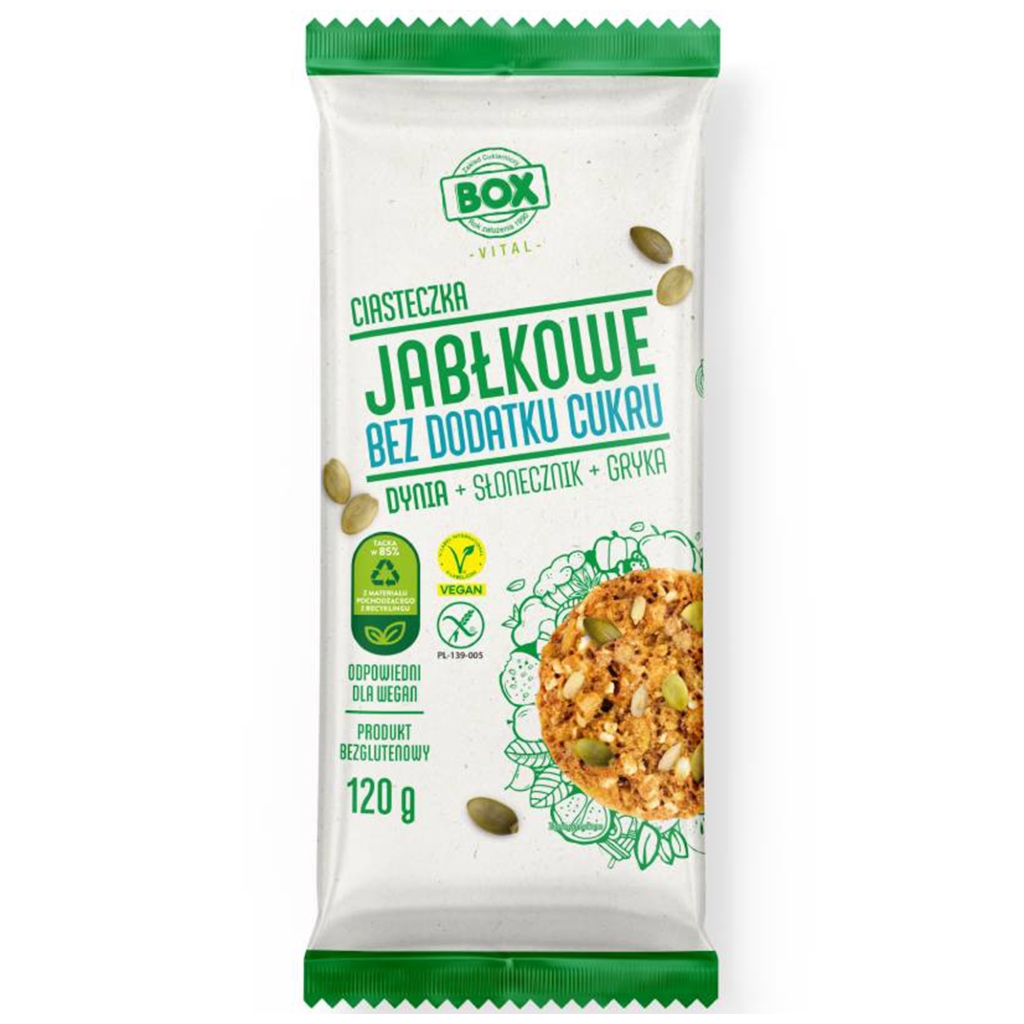 Ciasteczka jabłkowe dynia + słonecznik + gryka bezgl 120g - Frank&oli