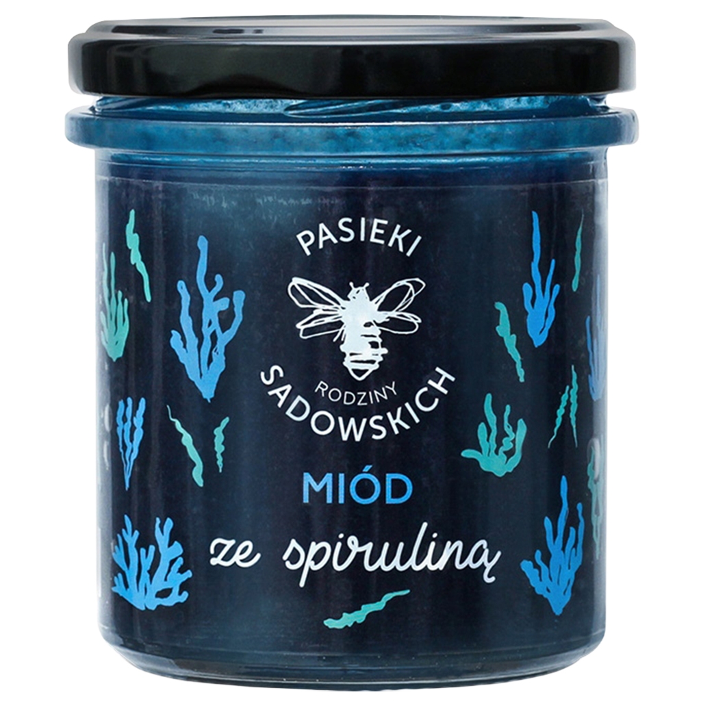 PASIEKI RODZINY SADOWSKICH Miód ze spiruliną 430g - Pasieki Rodziny Sadowskich