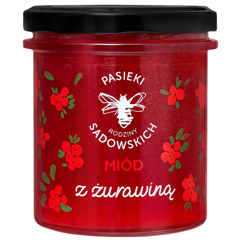 PASIEKI RODZINY SADOWSKICH Miód z żurawiną 430g - Pasieki Rodziny Sadowskich
