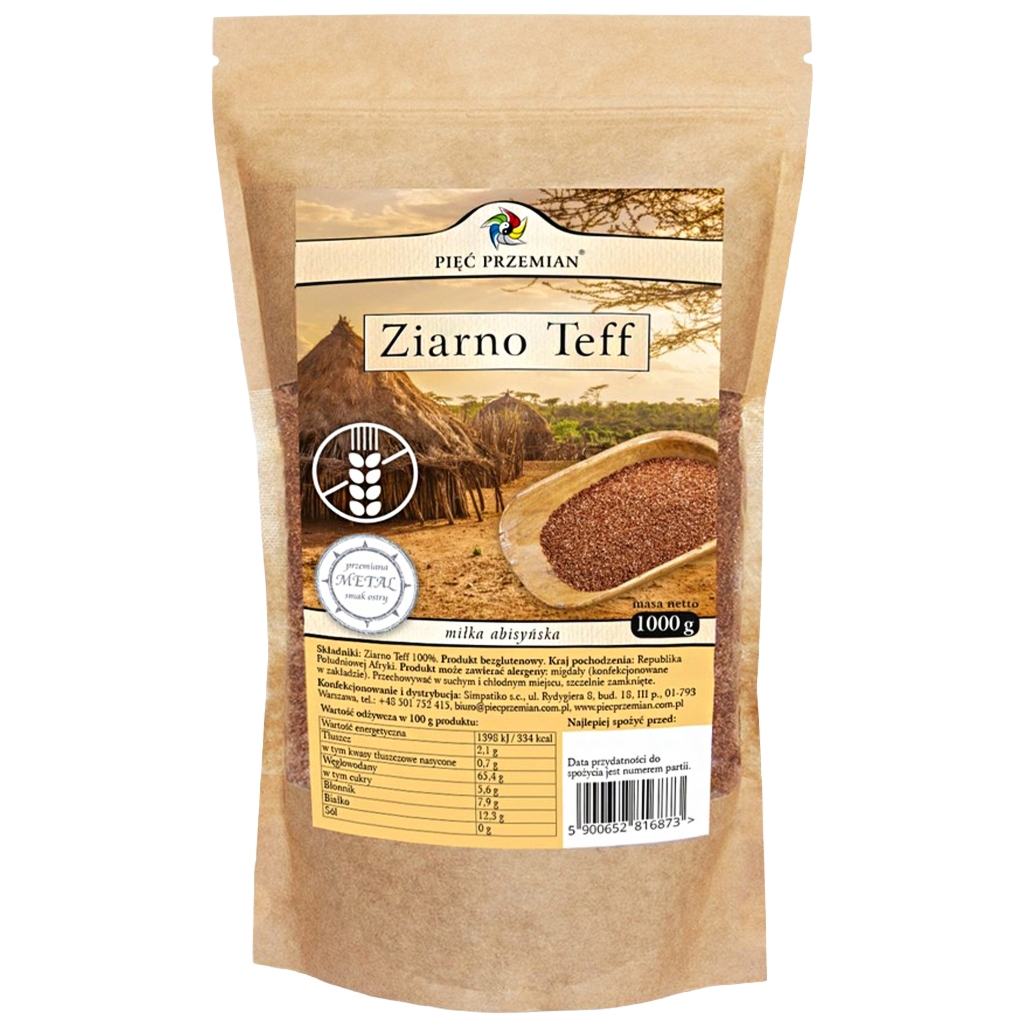 PIĘĆ PRZEMIAN Ziarno teff 1000 g - Pięć Przemian