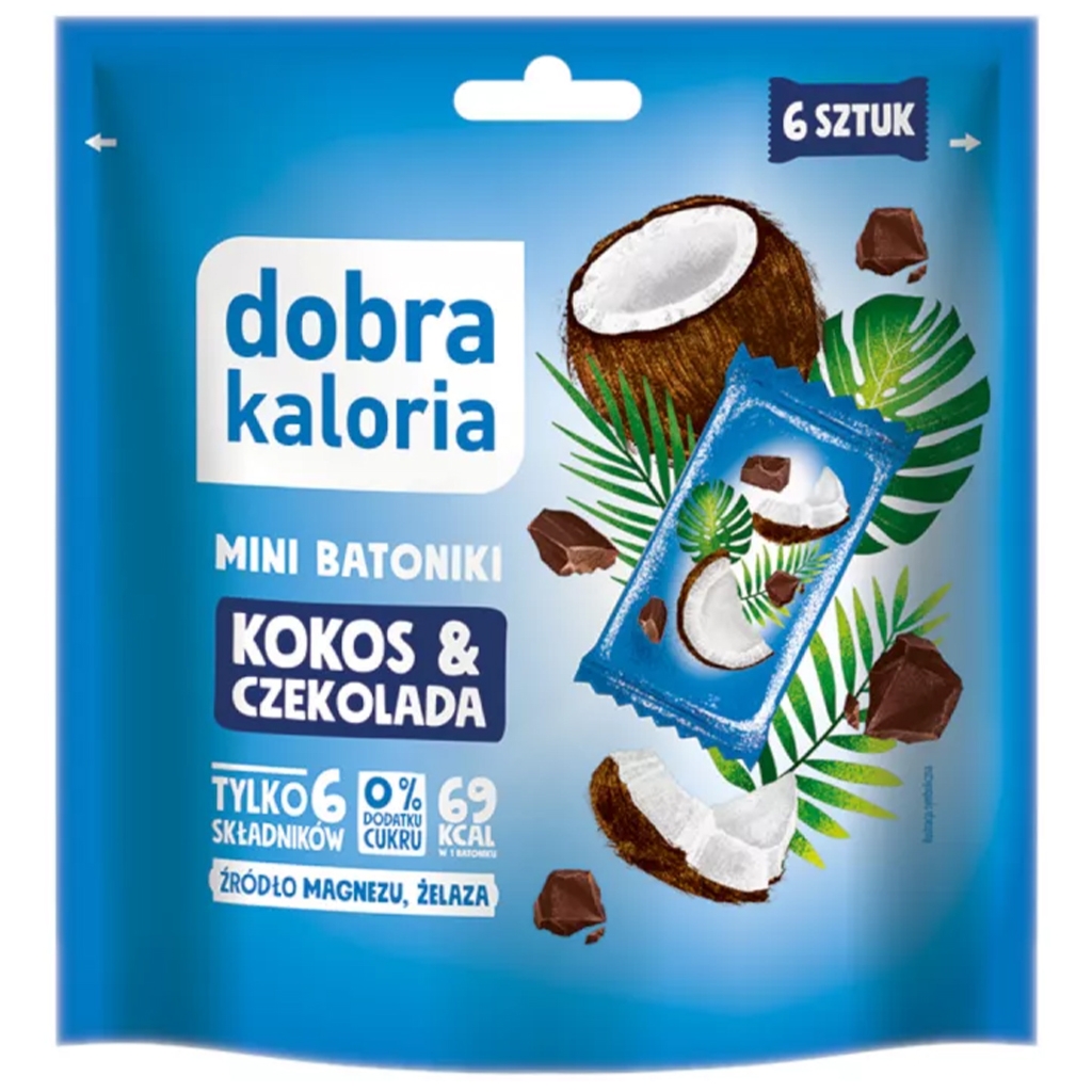 Mini batoniki kokos & czekolada bez dodatku cukru 102 g - Dobra Kaloria