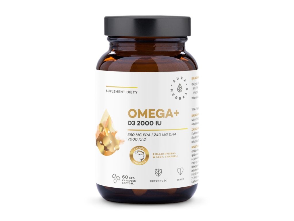 Omega+ Witamina D3 2000 IU, kapsułki softgel 60 szt - Aura Herbals